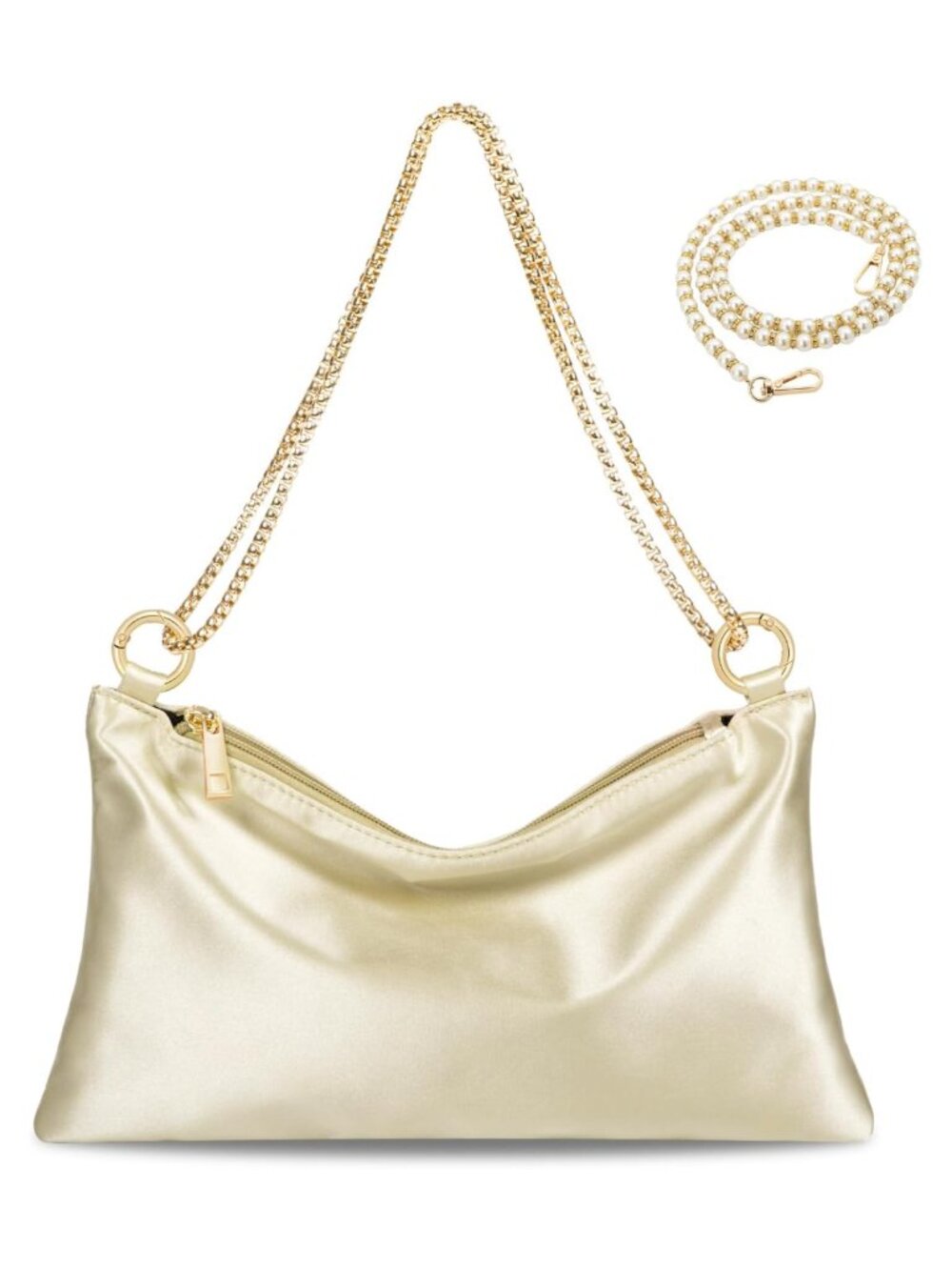 Satin Evening Clutch Purse with 2 Detachable Chains Wedding Prom
